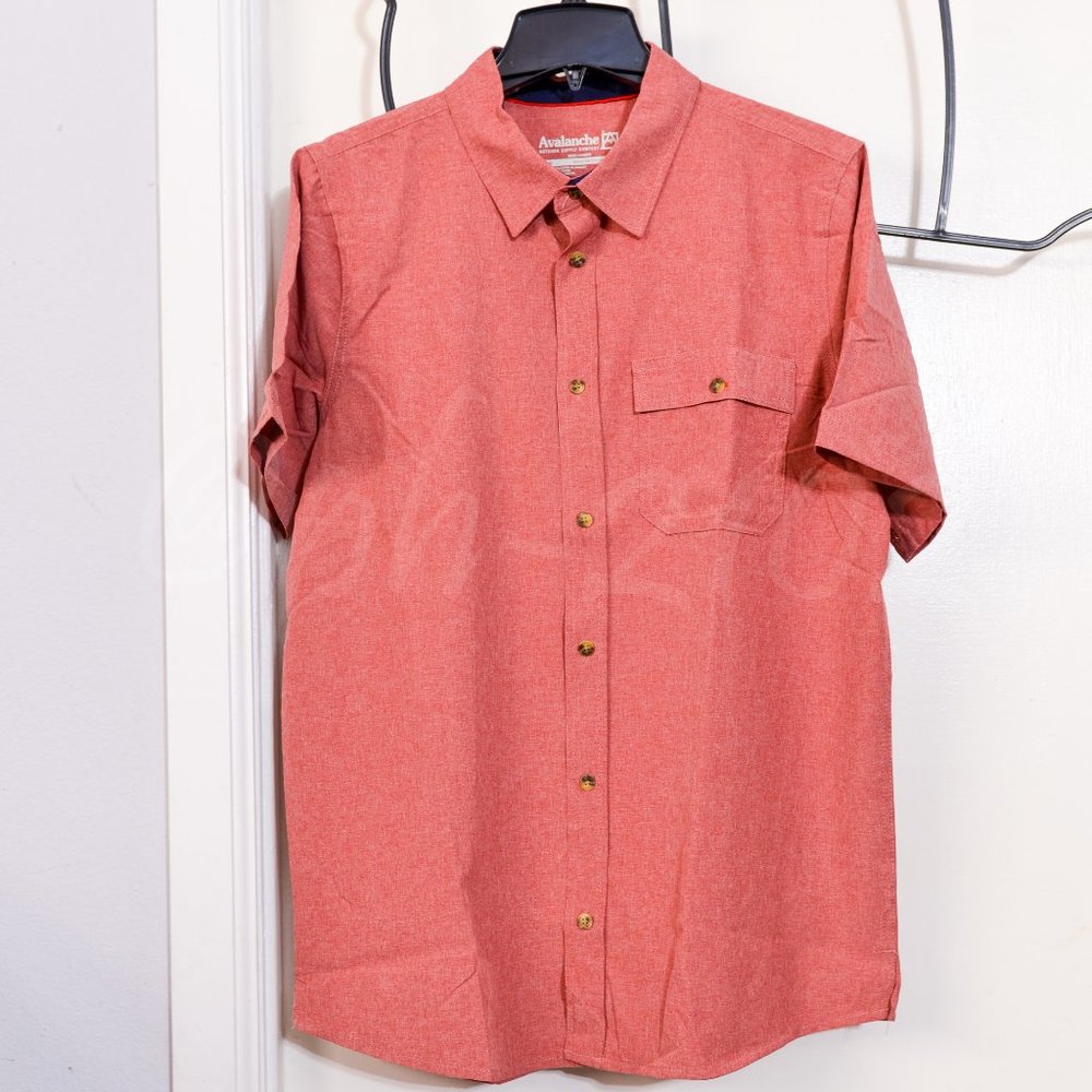 NWT Avalanche Men's Short Sleeve Woven Shirts RED - Picture 2 of 5